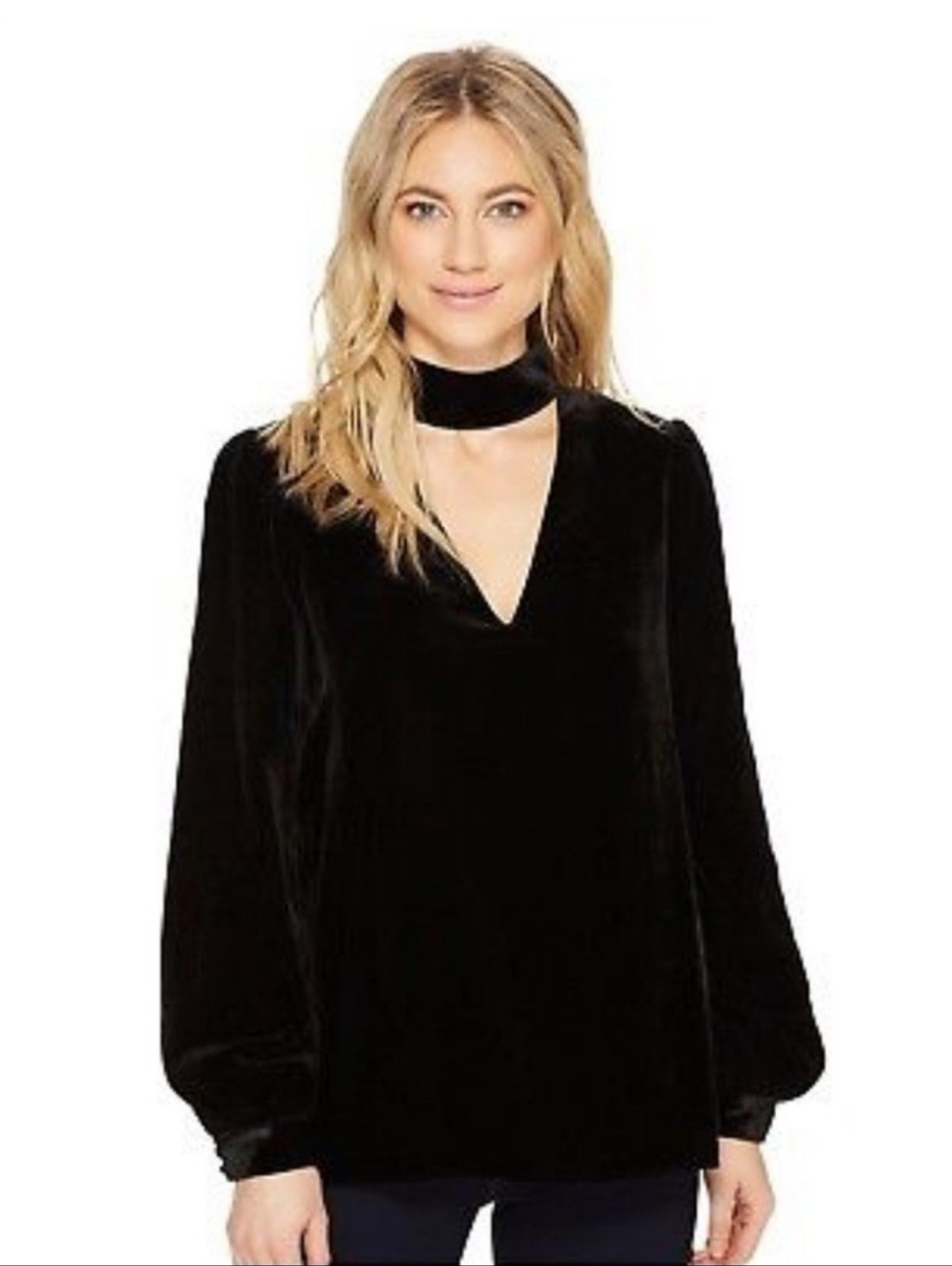 Paige Black Velvet Vneck Choker Blouse